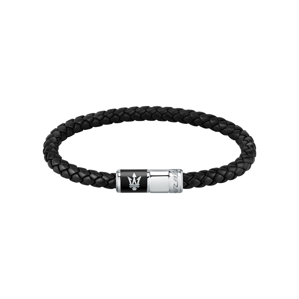 Pulseira Gioielli Leather Black-Silver
