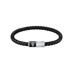 Pulseira Gioielli Leather Black-Silver