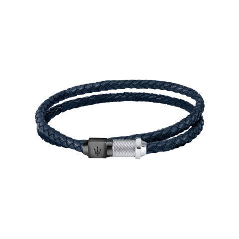 Pulseira Gioielli Leather Blue Dual-Tone