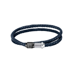Pulseira Gioielli Leather Blue Dual-Tone