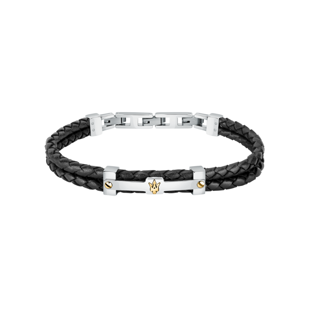 Pulseira Gioielli Leather Black-Silver