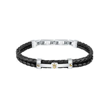 Pulseira Gioielli Leather Black-Silver