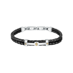 Pulseira Gioielli Leather Black-Silver