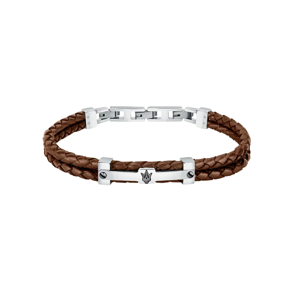 Pulseira Gioielli Leather Brown-Silver