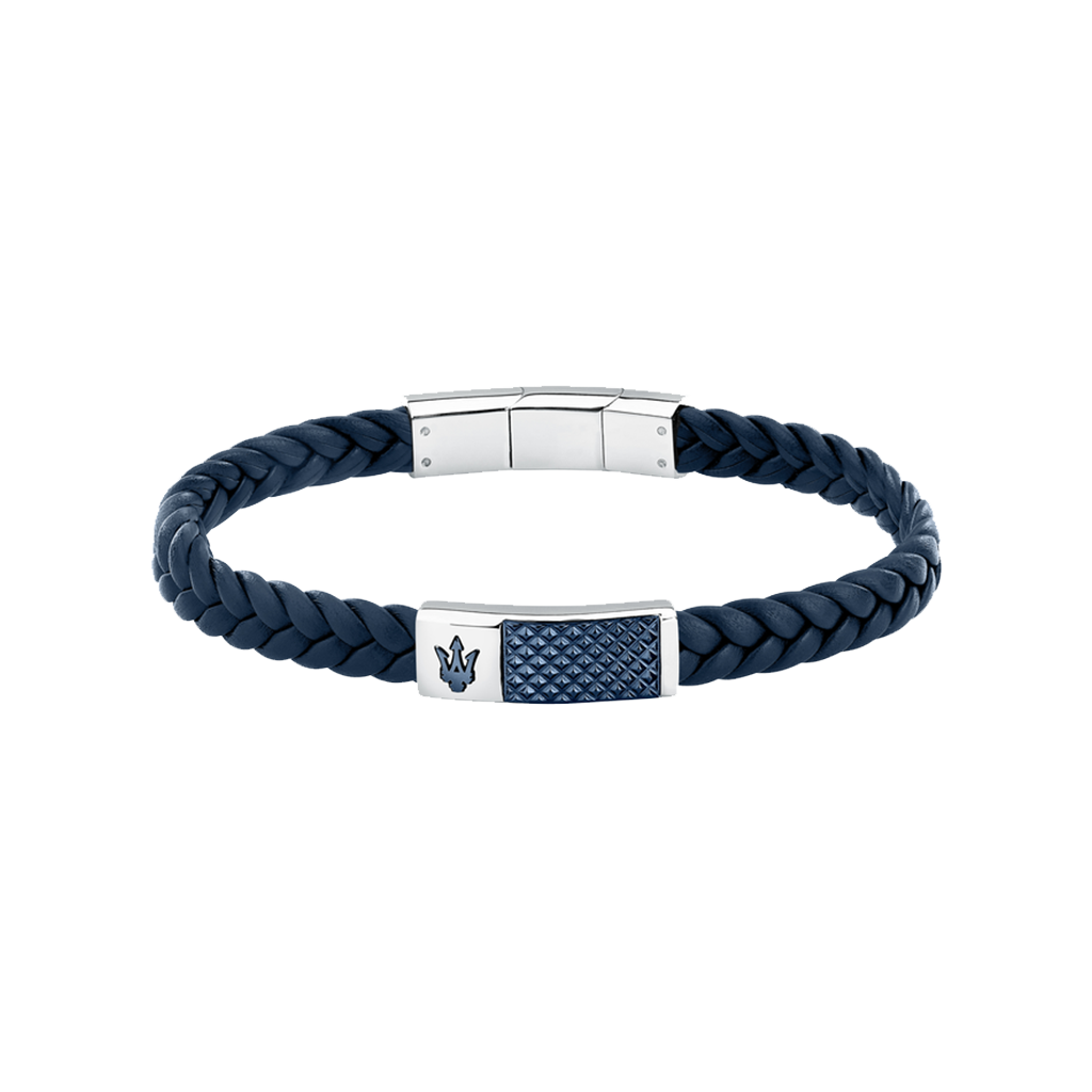 Pulseira Recycle Leather Blue-Silver