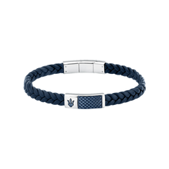 Pulseira Recycle Leather Blue-Silver