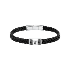 Pulseira Recycle Leather Black-Silver