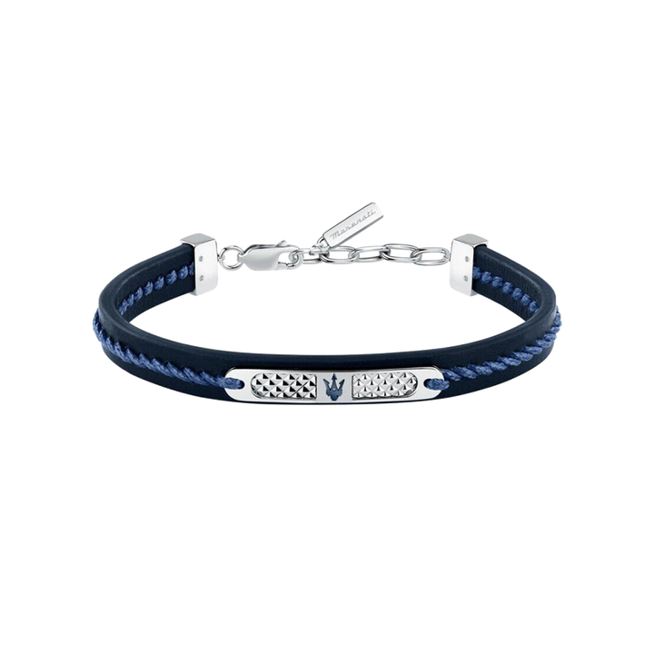 Pulseira Recycled Leather Blue-Silver