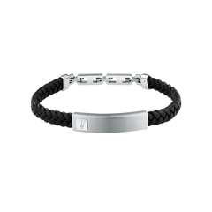 Pulseira Recycled Leather Black-Silver