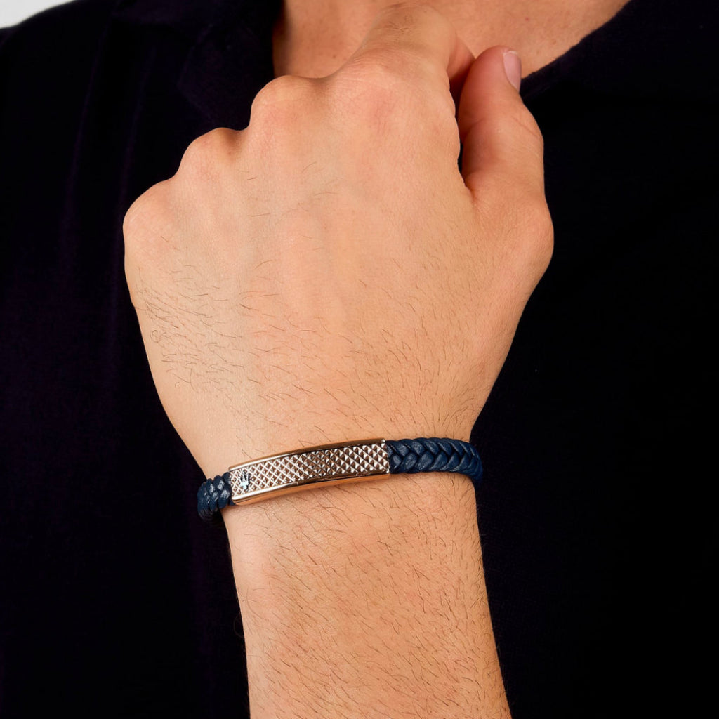 Pulseira Recycled Leather Blue-Bicolor