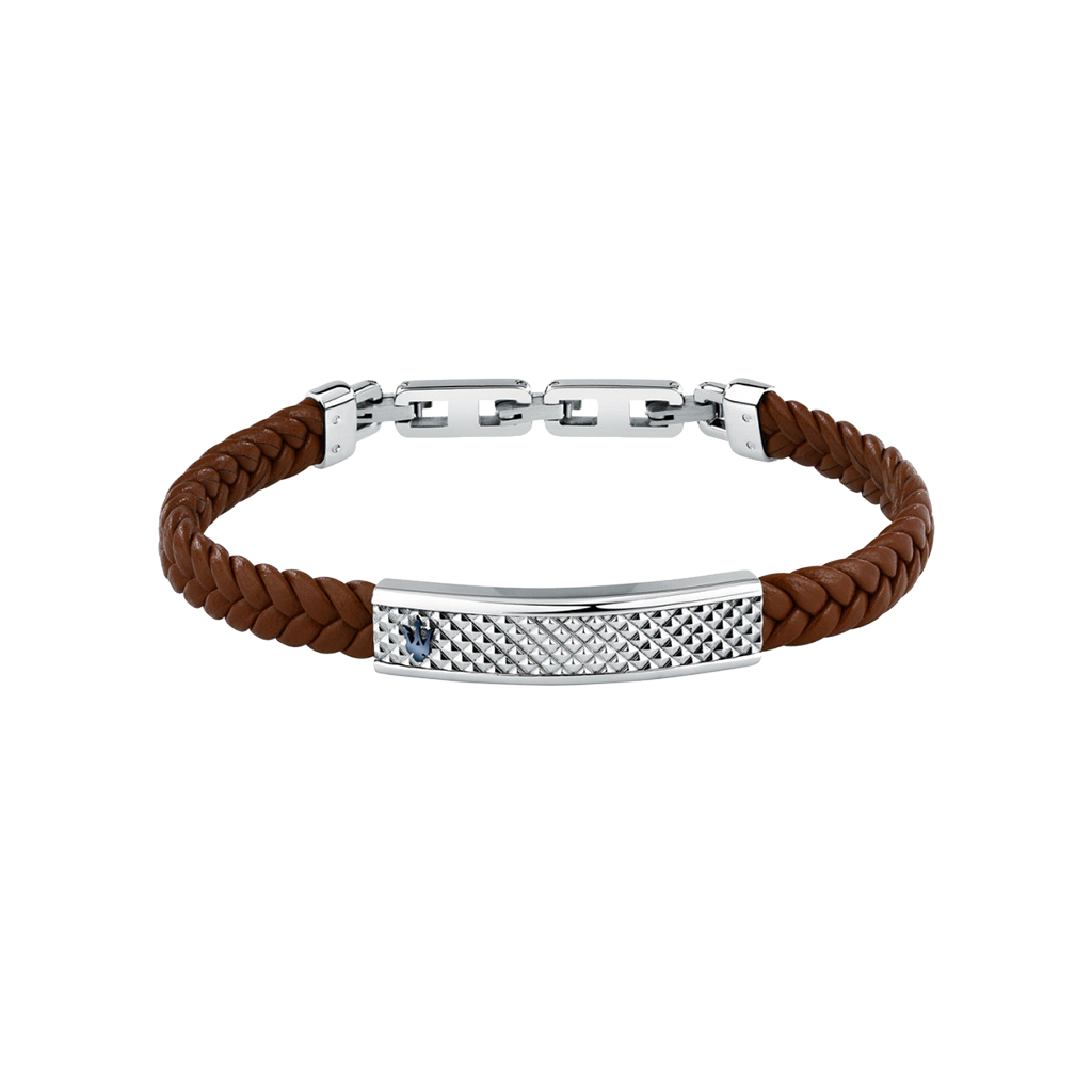 Pulseira Recycled Leather Brown-Silver