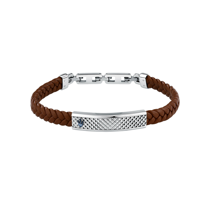 Pulseira Recycled Leather Brown-Silver