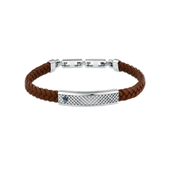 Pulseira Recycled Leather Brown-Silver