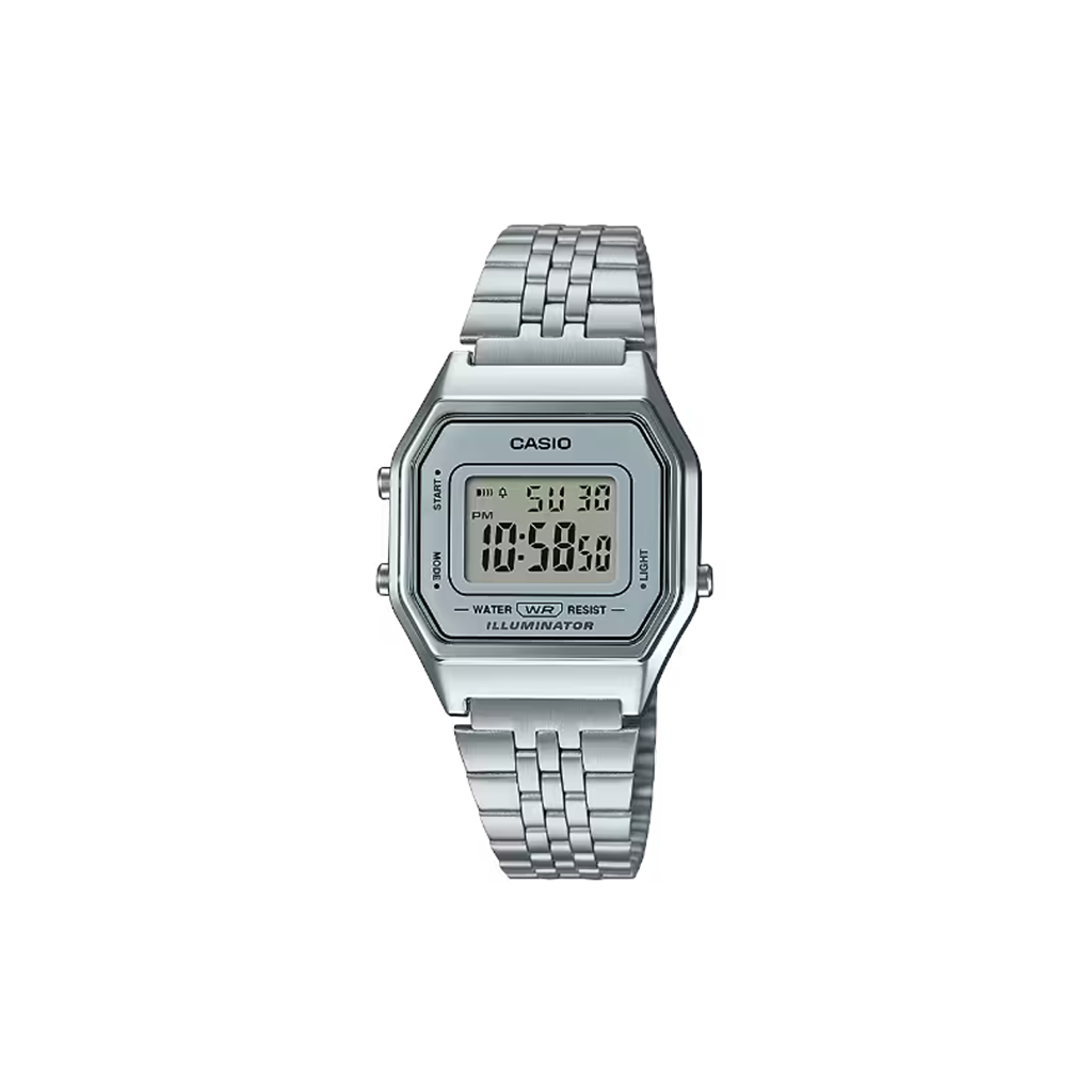relógio casio vintage iconic totalmente prateado