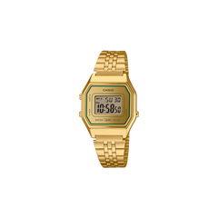 Relógio Casio Vintage Iconic totalmente prateado com detalhe verde