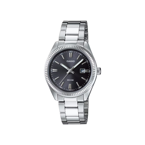 Relógio Timeless prateado com mostrador romano preto