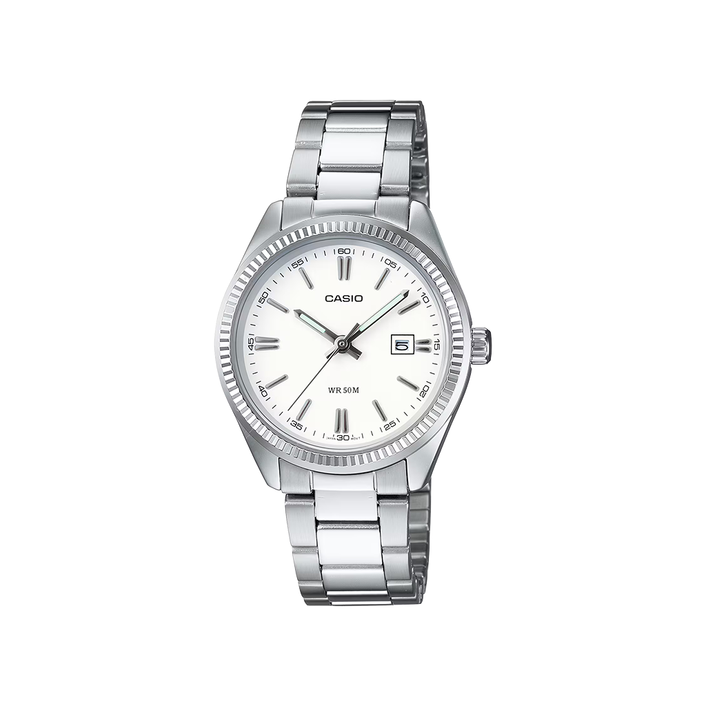 Relógio Timeless prateado com mostrador romano branco