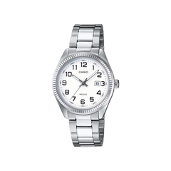 Relógio Timeless prateado com mostrador numérico branco