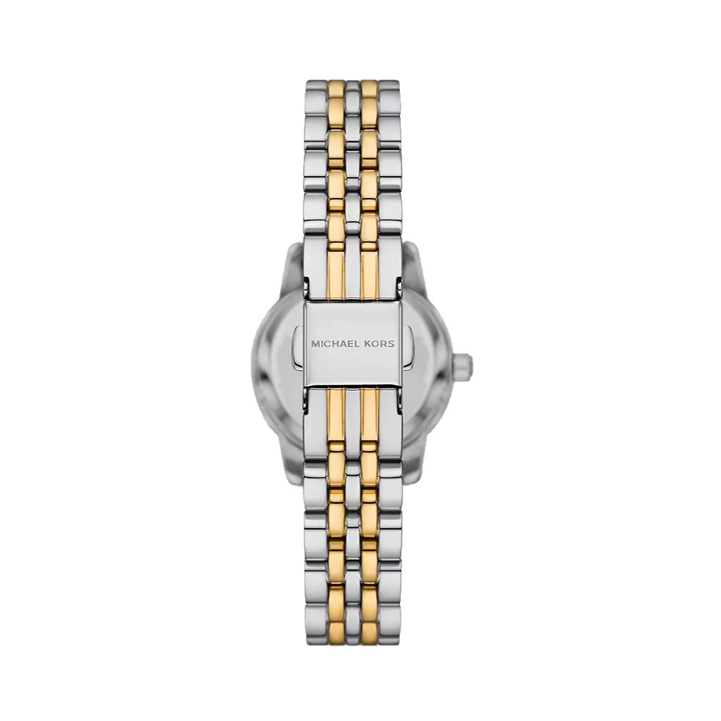 Fecho pulseira do relógio Michael Kors Lexington prateado e dourado