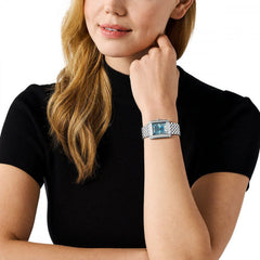 Pulso senhora com Relógio Michael Kors Mini Emery Pavé prateado com mostrador romano azul