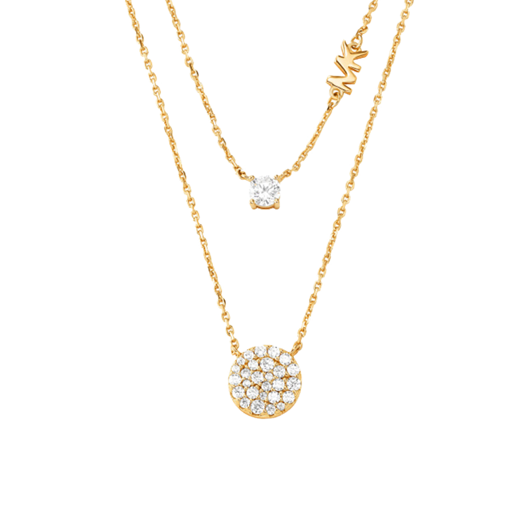 Colar Premium Pavé Disc&Solitaire Gold-Tone