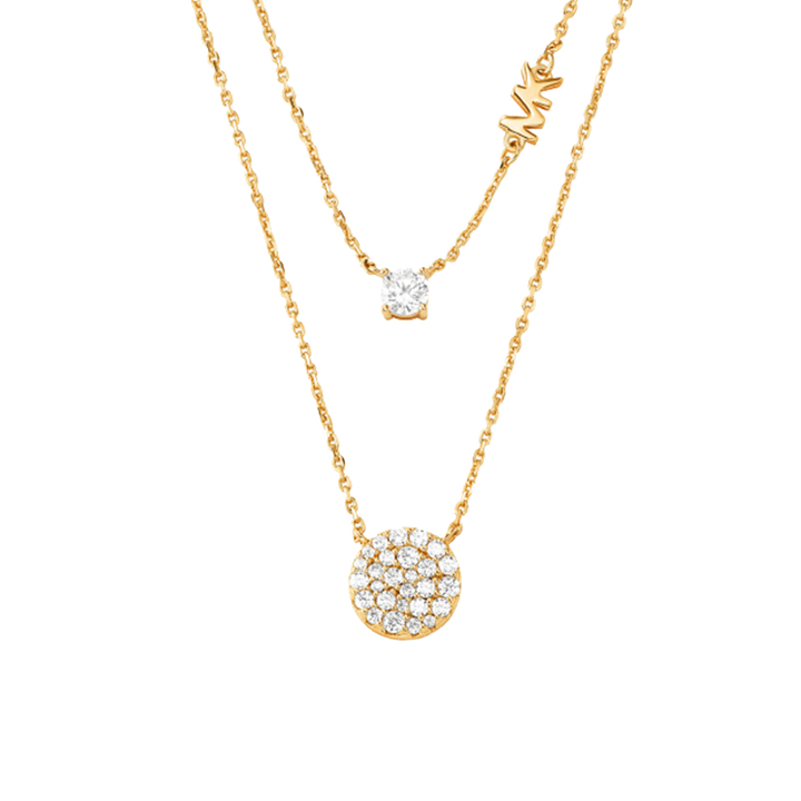 Colar Premium Pavé Disc&Solitaire Gold-Tone