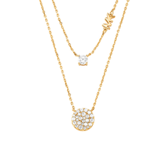 Colar Premium Pavé Disc&Solitaire Gold-Tone