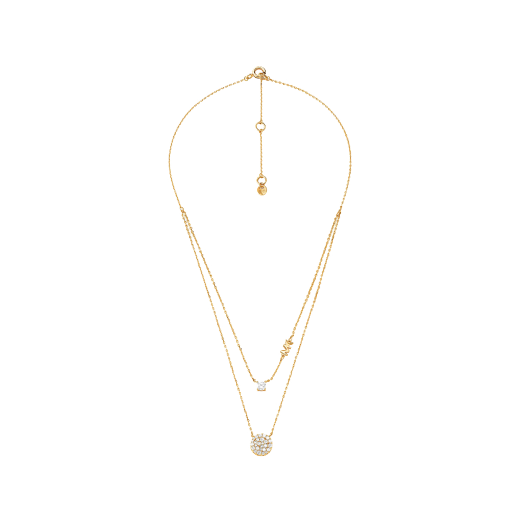 Colar Premium Pavé Disc&Solitaire Gold-Tone