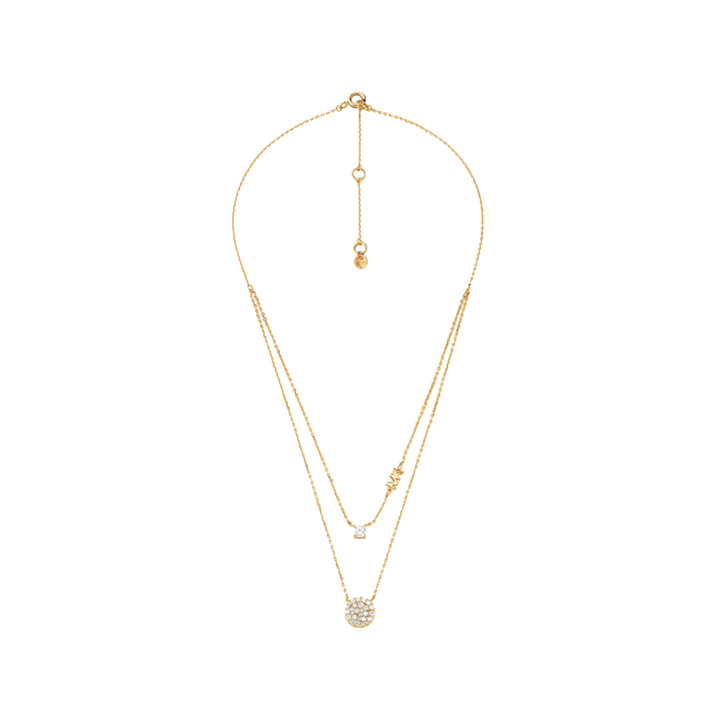 Colar Premium Pavé Disc&Solitaire Gold-Tone