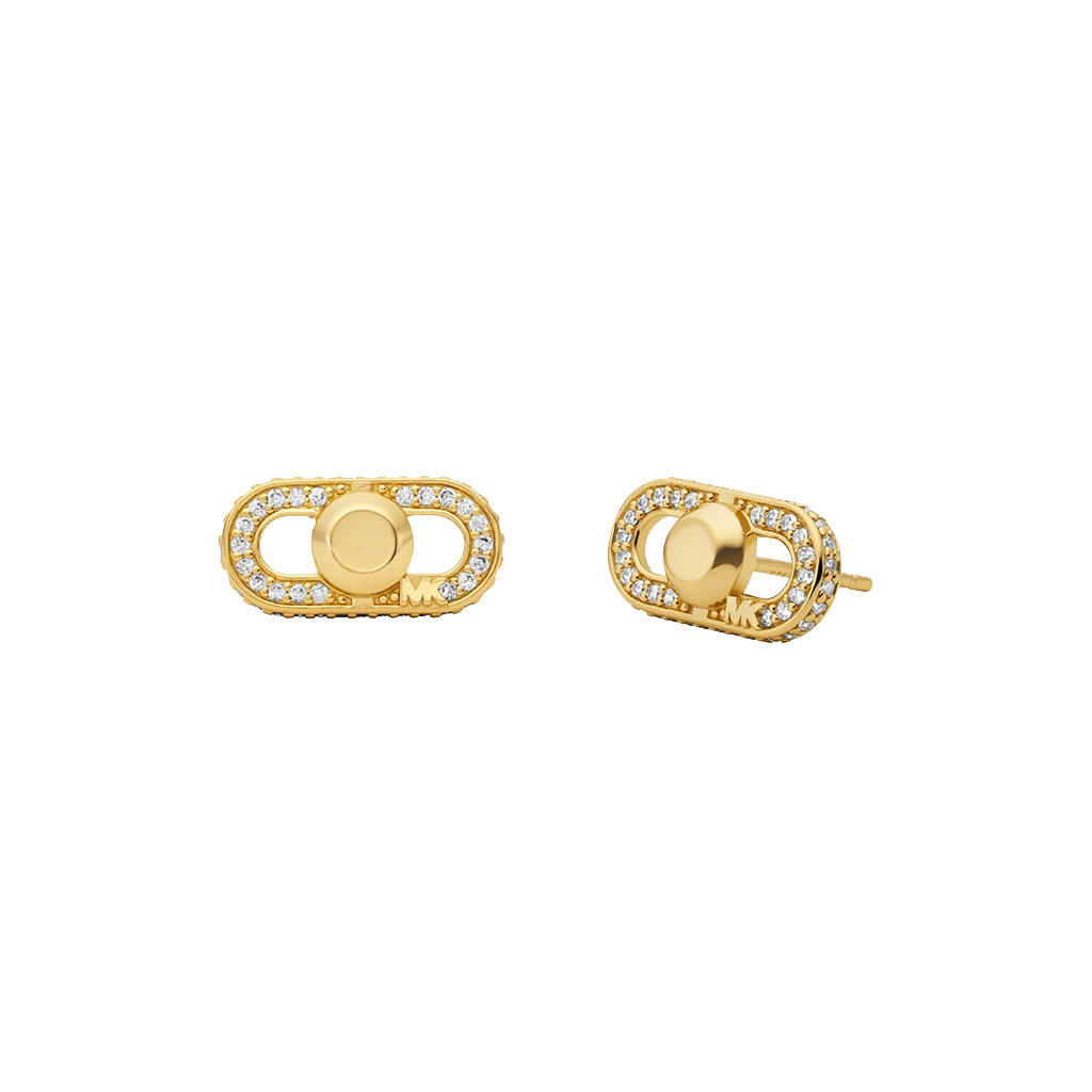 Brincos Link Pavé Gold-Tone