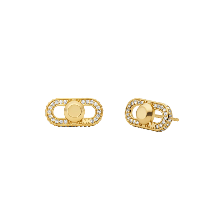 Brincos Link Pavé Gold-Tone
