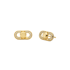Brincos Link Pavé Gold-Tone