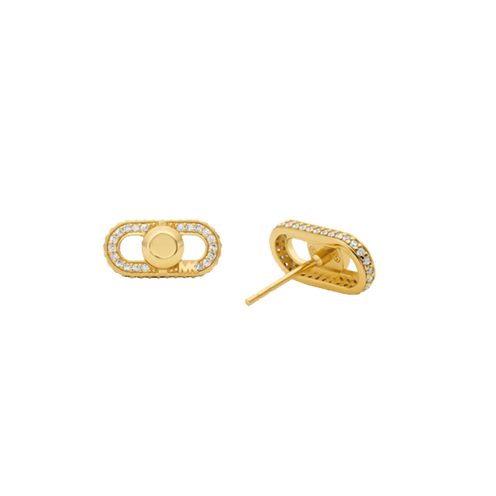 Brincos Link Pavé Gold-Tone