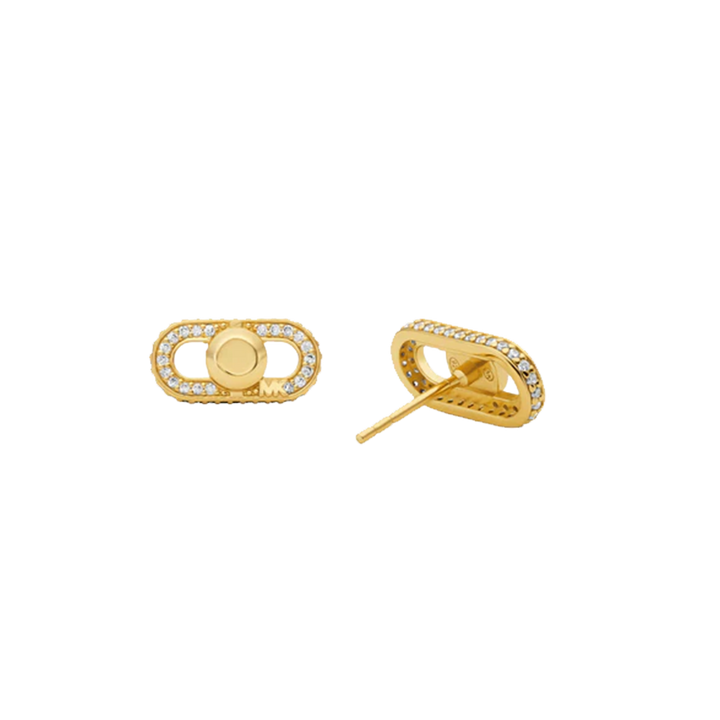Brincos Link Pavé Gold-Tone