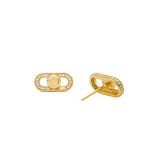 Brincos Link Pavé Gold-Tone