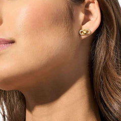 Brincos Link Pavé Gold-Tone