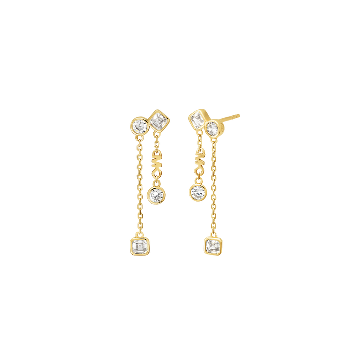 Brincos Premium Brilliance Pavé Logo Gold-Tone