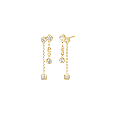 Brincos Premium Brilliance Pavé Logo Gold-Tone