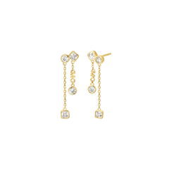 Brincos Premium Brilliance Pavé Logo Gold-Tone