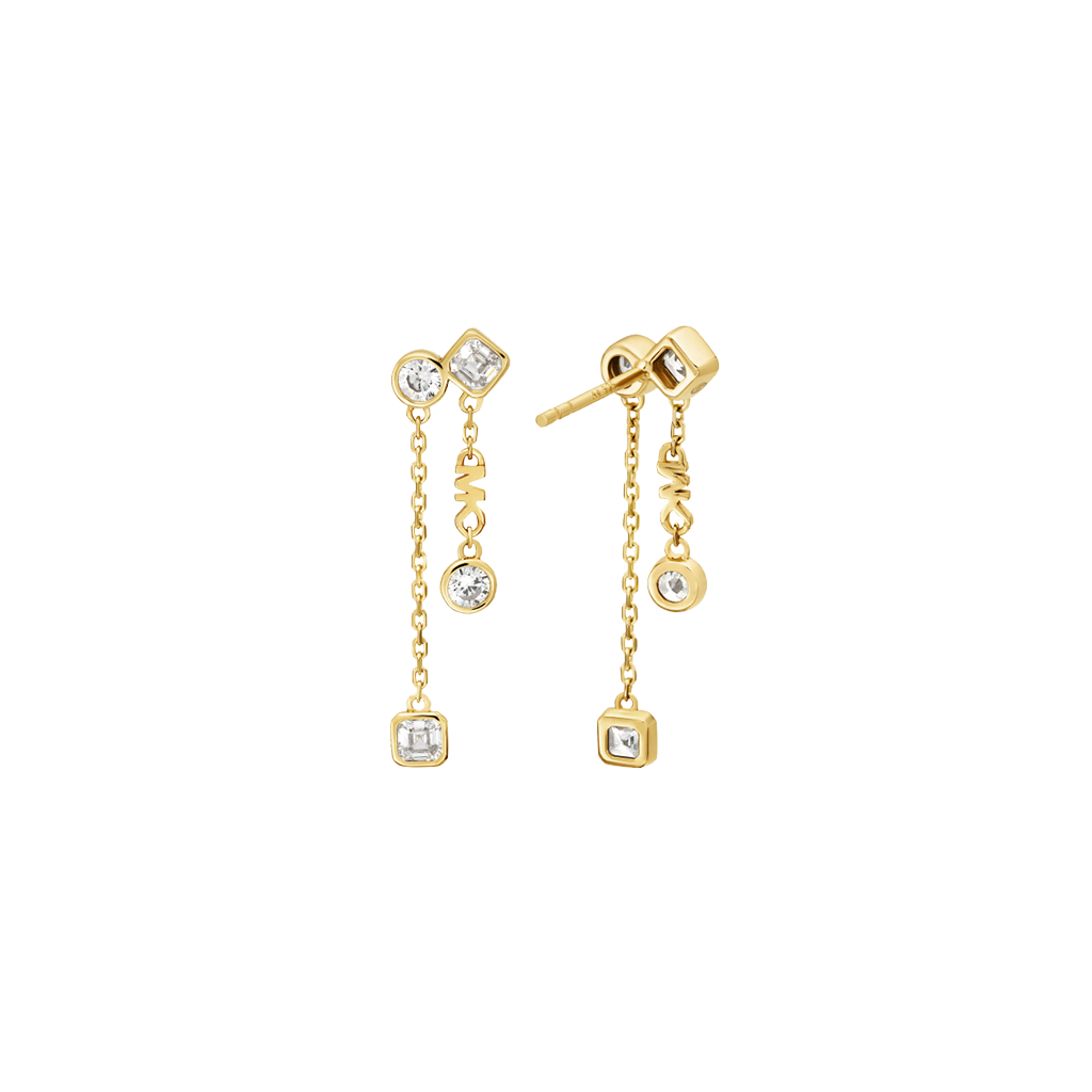 Brincos Premium Brilliance Pavé Logo Gold-Tone