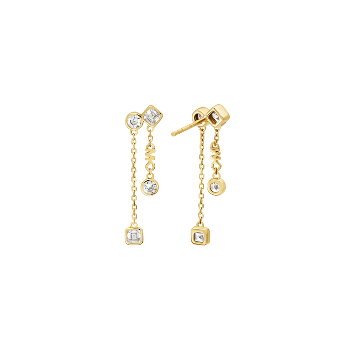 Brincos Premium Brilliance Pavé Logo Gold-Tone