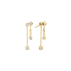 Brincos Premium Brilliance Pavé Logo Gold-Tone