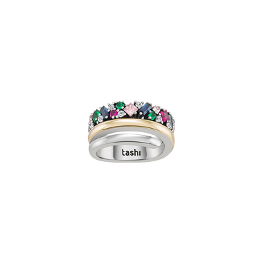 anel tashi luís carvalho III com zircónias coloridas e gravado "for strong women"