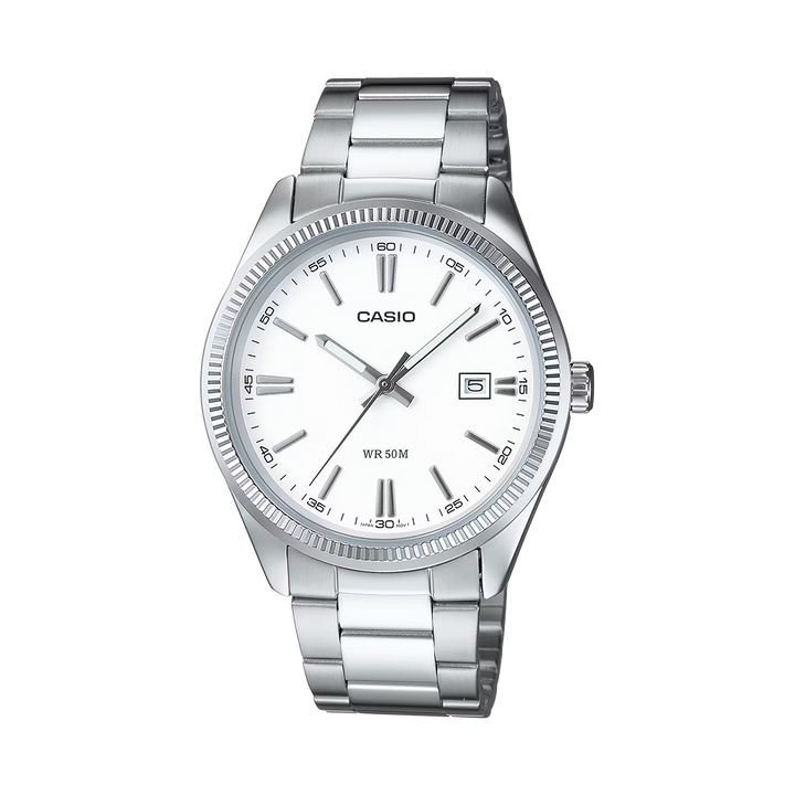 Relógio Timeless prateado com mostrador romano branco