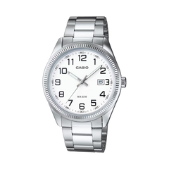 Relógio Timeless prateado com mostrador numérico branco