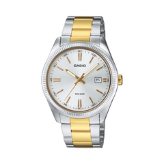 Relógio Timeless dourado e prateado com mostrador prateado