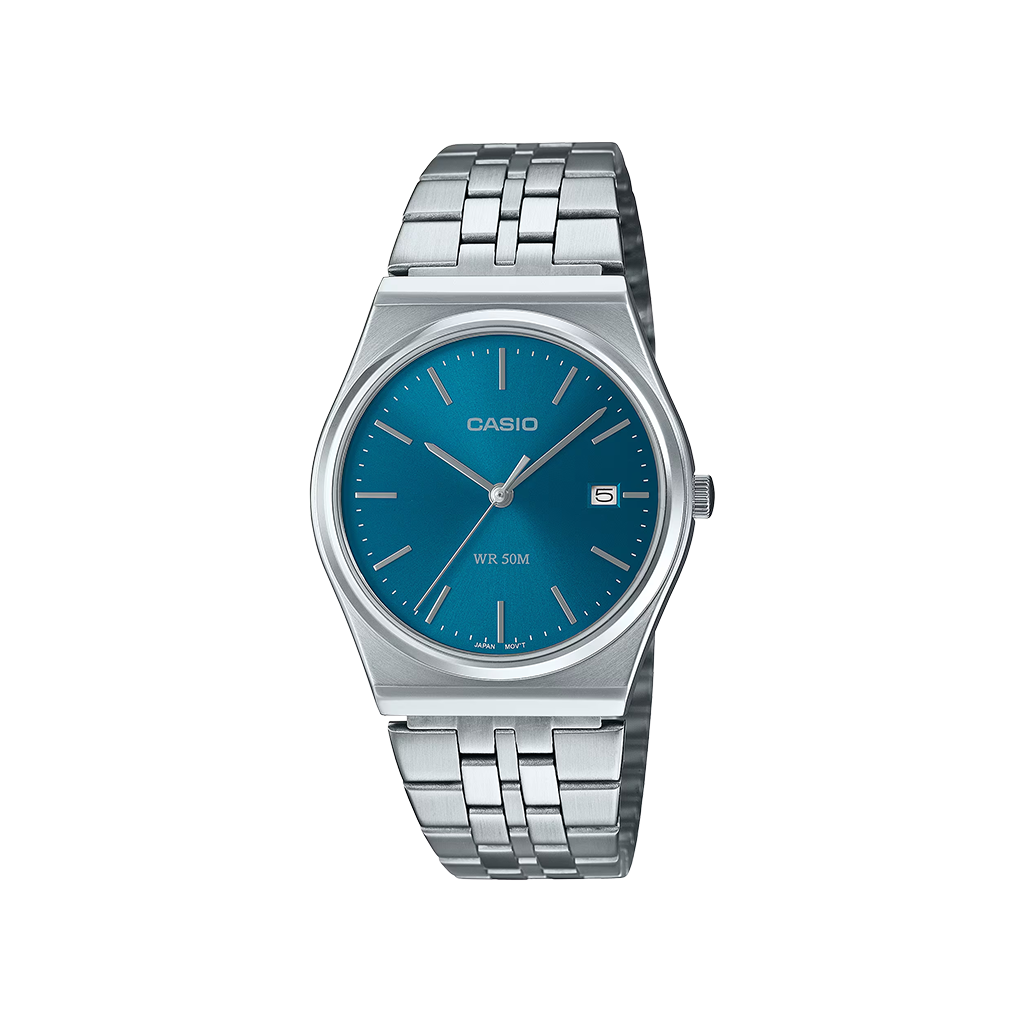 Relógio Timeless Standard prateado com mostrador azul