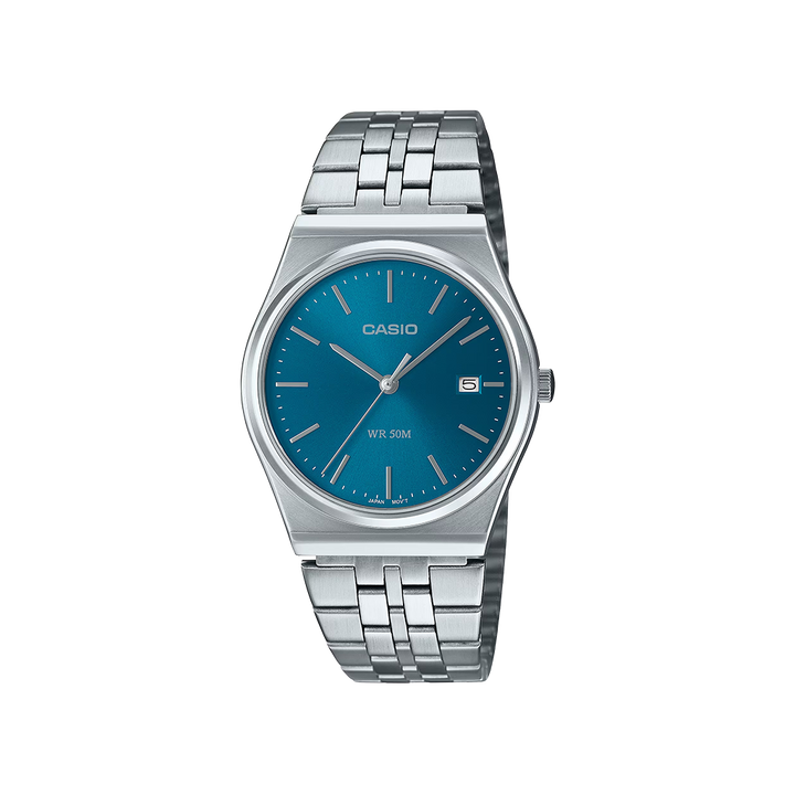 Relógio Timeless Standard prateado com mostrador azul