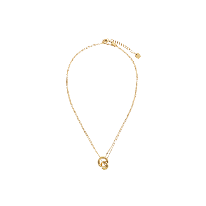 Colar One Luminous Circle dourado de malha fina dupla entrançada com duas argolas pendentes