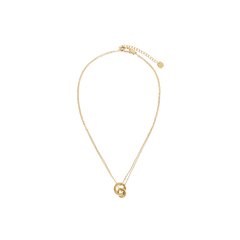 Colar One Luminous Circle dourado de malha fina dupla entrançada com duas argolas pendentes